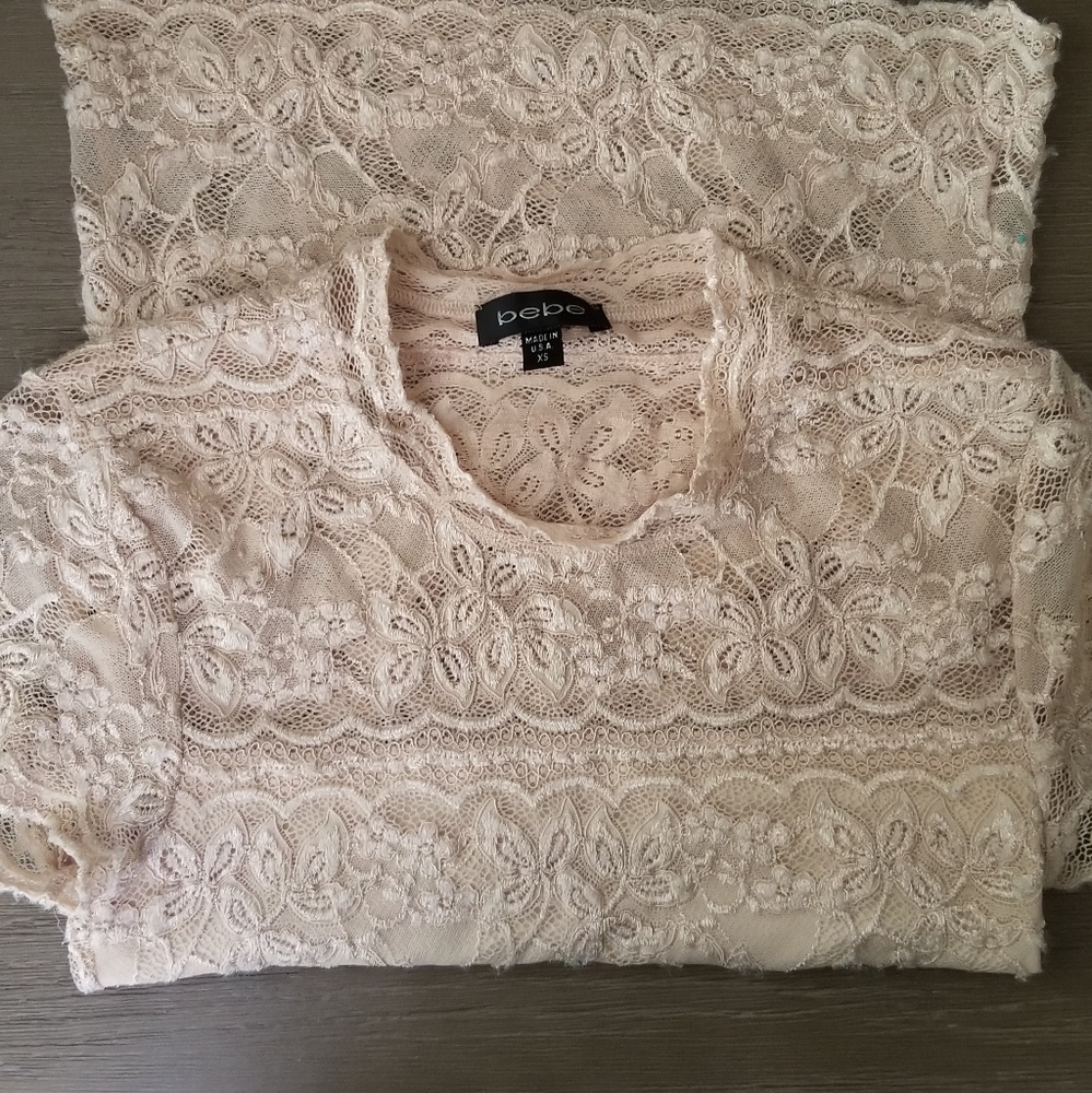 Bebe Nude Lace Top - Picture 7 of 9